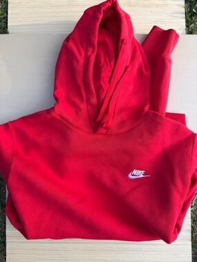 Nike Bright Red Pullover Hoodie with Drawstring